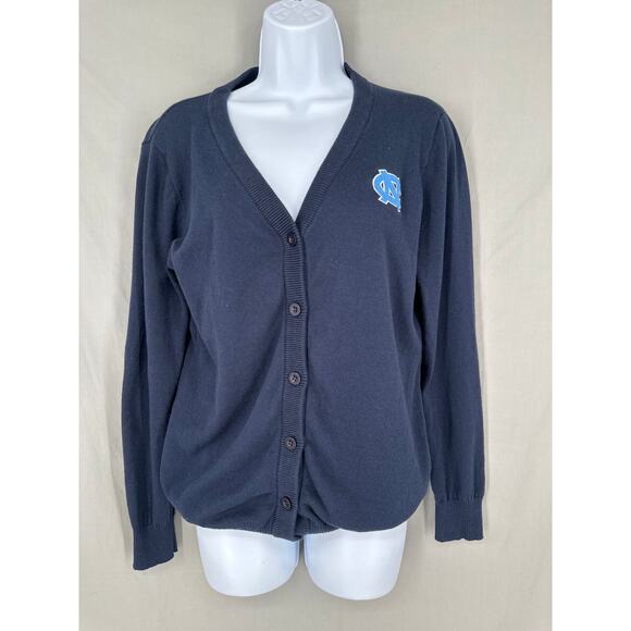 Vintage North Carolina Tarheels Cardigan Sweater Womens Medium Navy Blue Button - Picture 1 of 7